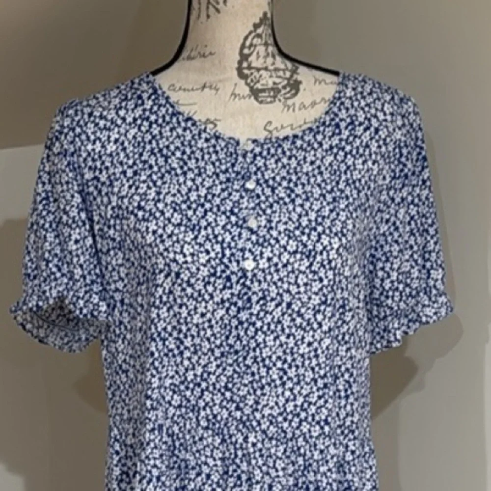 J. Crew Blue and White Floral Maxi Dress
